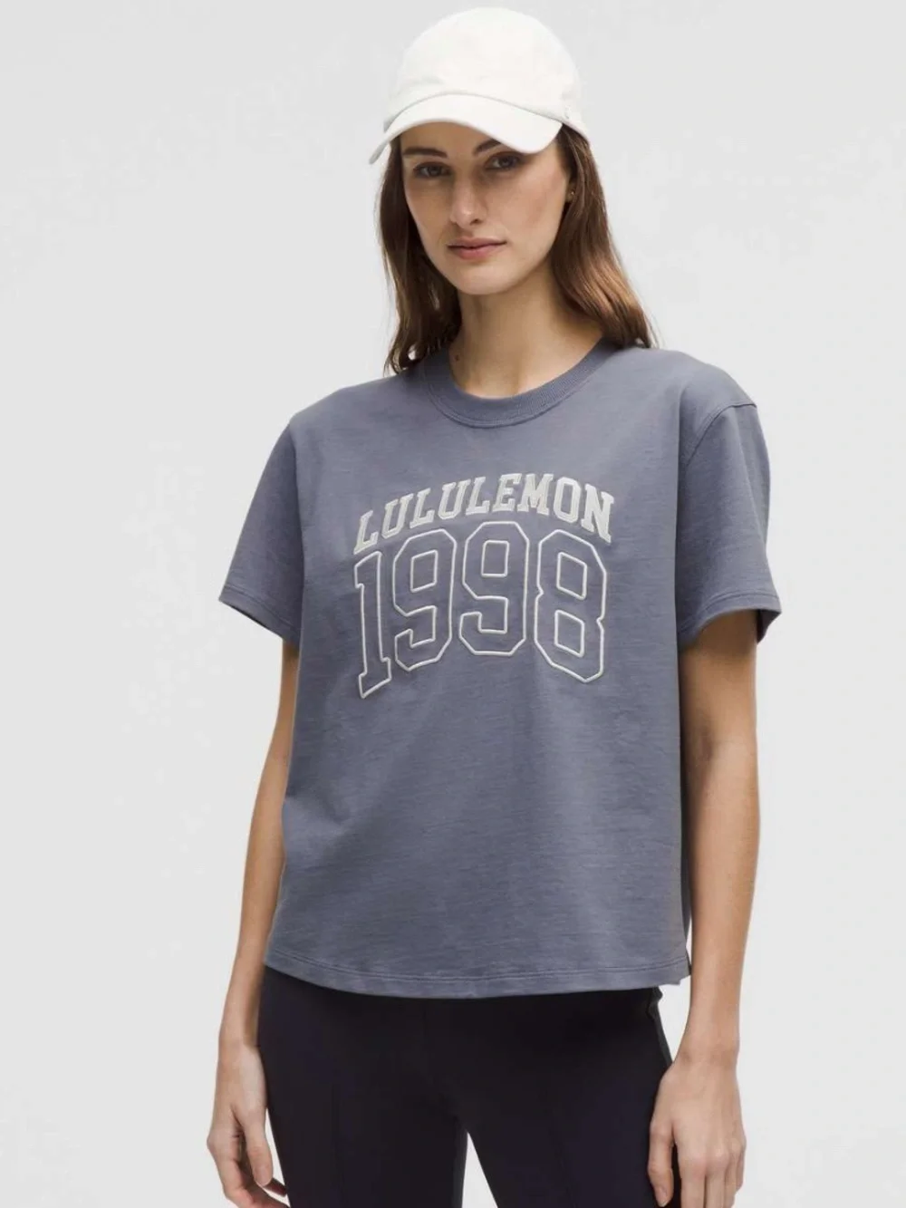 Lululemon Relaxed-Fit Cotton Jersey T-Shirt Size 6 Solar Grey Graphic 1998